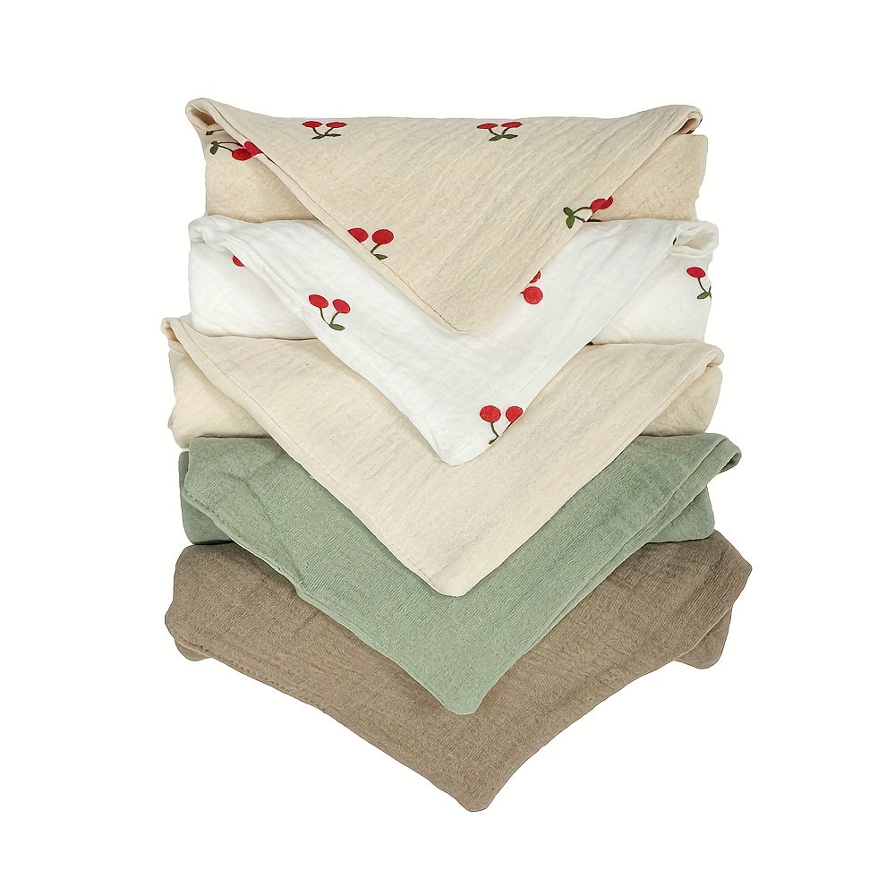 Набор из 5 муслиновых пеленок Youngsters 100% - 4 слоя гипоаллергенных полотенец для лица, успокаивающих слюну - Пеленки размером 22.86x22.86 см - Необходимы для детей - Идеально подходят для мальчиков и девочек (случайные цвета)