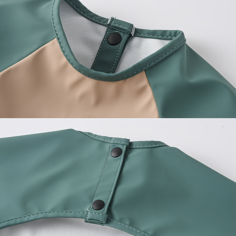 Baby Bibs Waterproof Long-Sleeved Smock Set Soft PU Material for Holiday Gifts