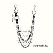 Men's Gold Punk Rock Waist Chain Wallet Chain for Hip-Hop Style with Spiked Design