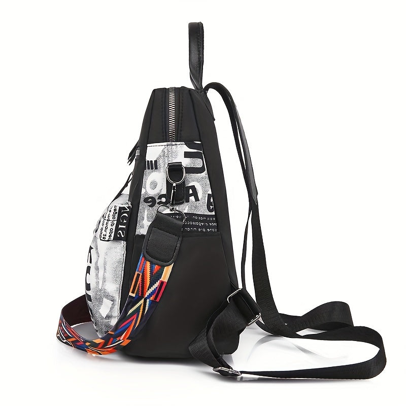 Unisex Nylon Casual Shoulder Bag with Zipper Closure and Adjustable Strap