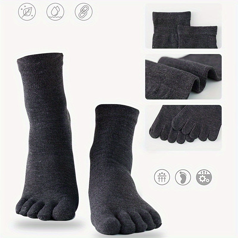 Men's Breathable Toe Socks Sports Novelty Knit Polyester Solid