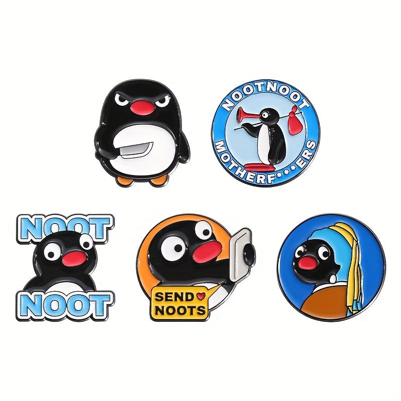 Set of 5 Penguin Enamel Pins Cute Animal Brooch Badges for Clothing and Backpacks