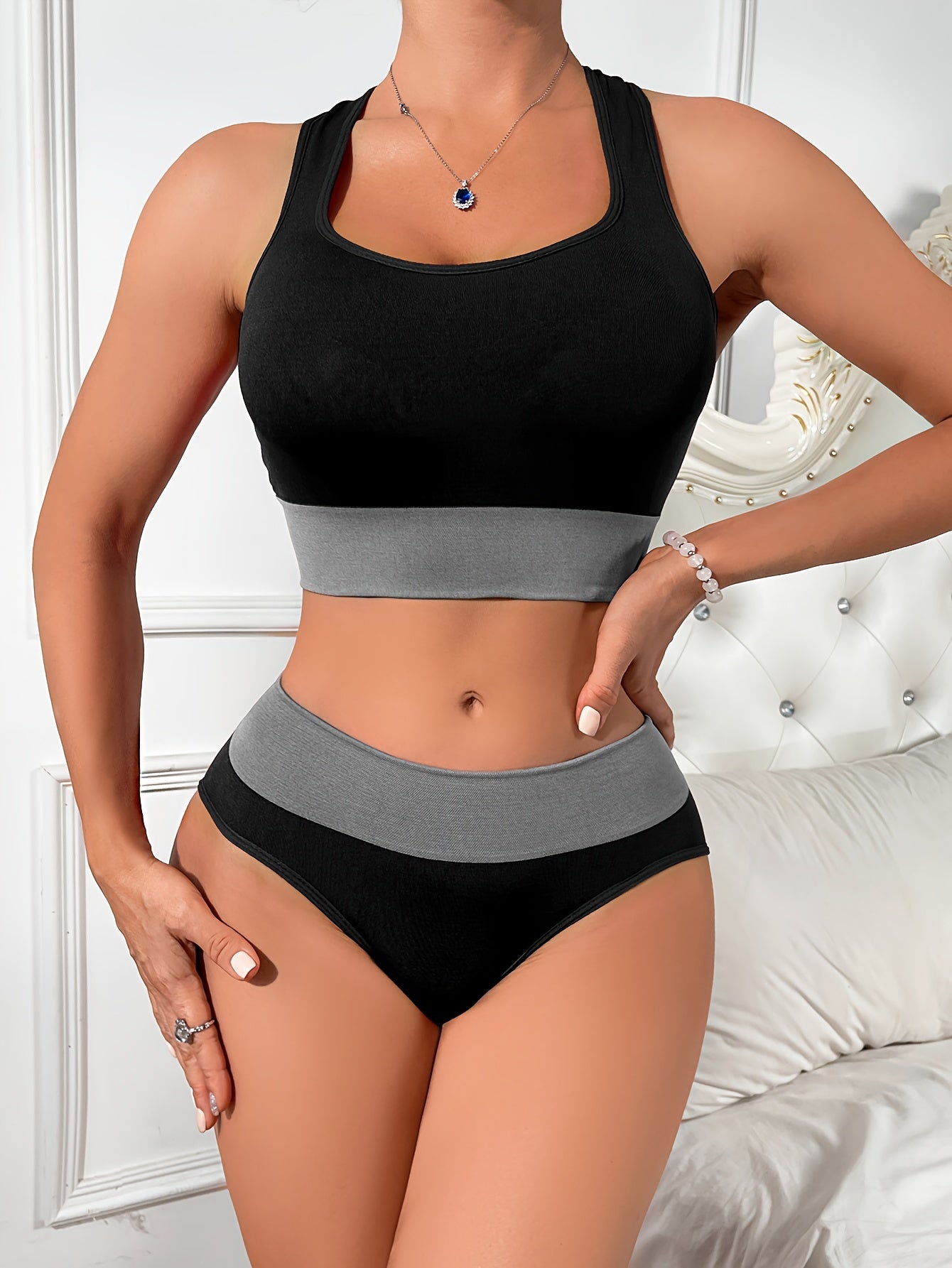 Women's Lingerie Set with Low-Rise Triangle Underwear, Comfortable and Sexy for Fall and Winter