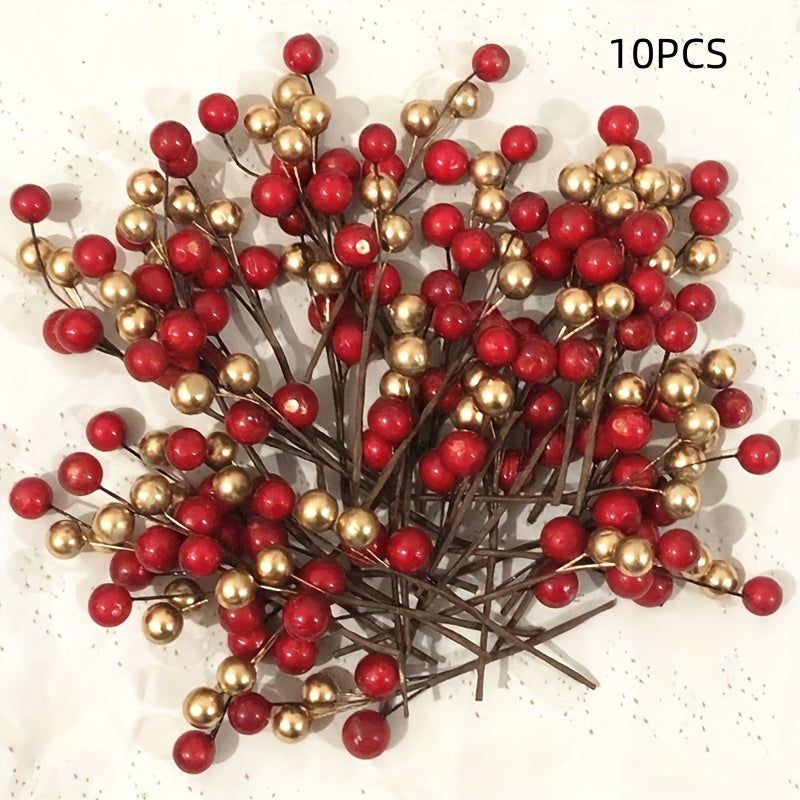 Christmas Berry Garland with Gold and Silver Plastic Berries for Festive Decor