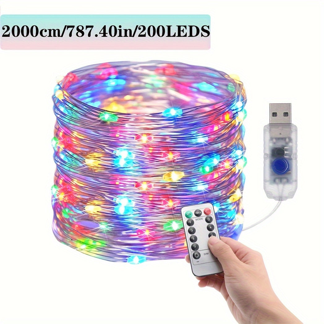 Светодиодная гирлянда из серебряного провода с USB доступна в длинах 5 м, 10 м и 20 м.