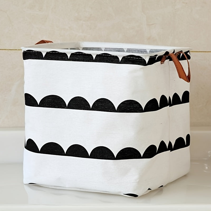 Printed Storage Cube Basket for Home Organization Cotton Linen Foldable Toy and Laundry Bin