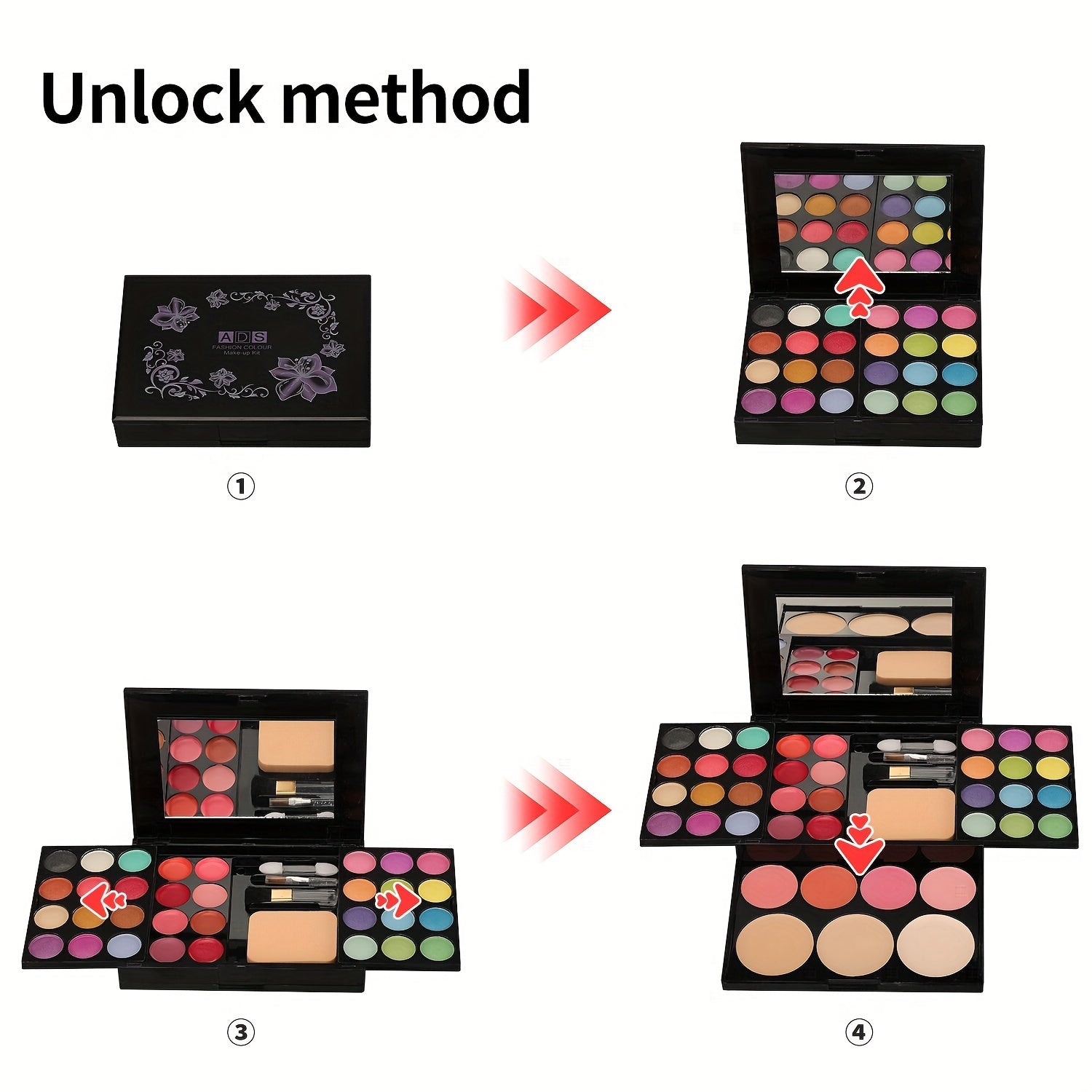 Paleta de maquillaje para mujer 39 con sombras, rubores y tintes para labios
