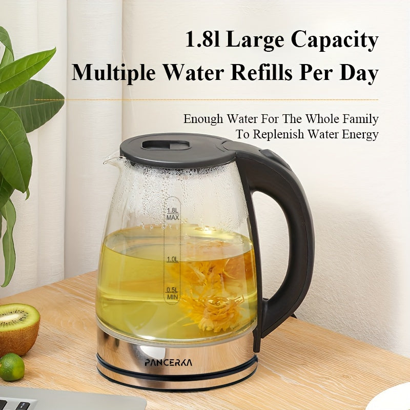 Electric Kettle 1.8L Borosilicate Glass 1500W for Coffee and Tea