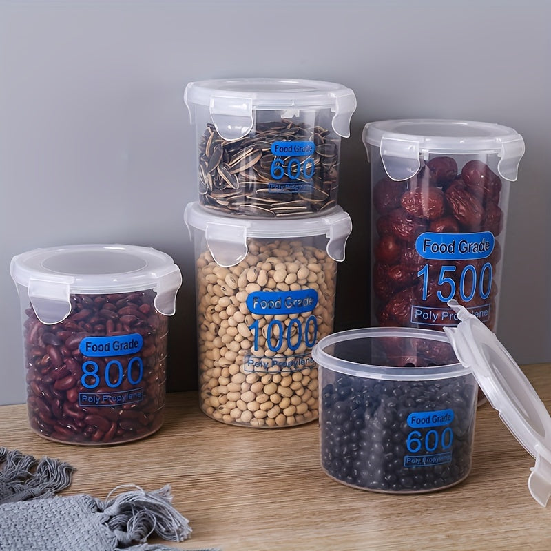 Set of 4 Clear Plastic Airtight Food Storage Containers with Lids for Cereal Rice Pasta Flour Sugar