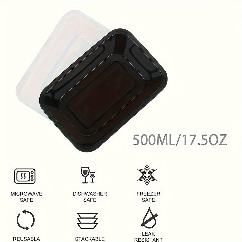 Pack of 10/30/50 BPA-Free Plastic Meal Prep Containers 500ml Leakproof Food Storage