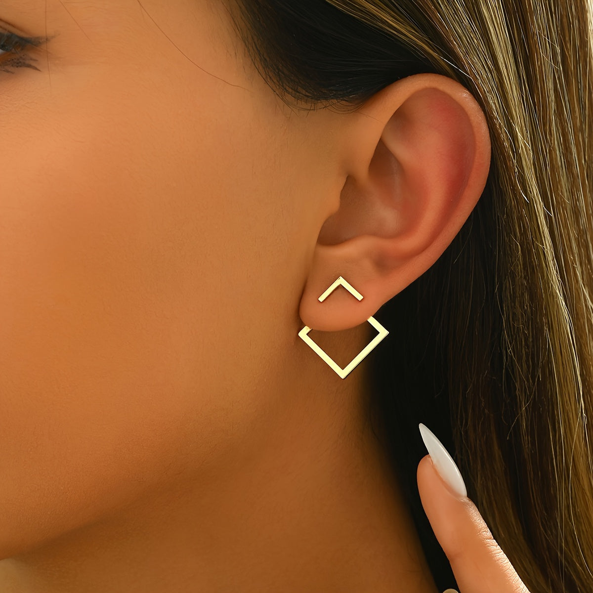 Ayollar uchun geometrik stud taqinchoqlari, oltin bilan qoplangan, moda aksessuarlar, kundalik kiyim uchun, 1 juft