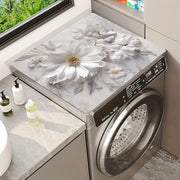 White Floral Print Dust Cover Mat for Microwave Refrigerator Washing Machine 50x60cm