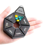 7 kunlik tabletkalarni tashkil etuvchi portativ plastmassa dorixona qutisi qopqoq dizayni