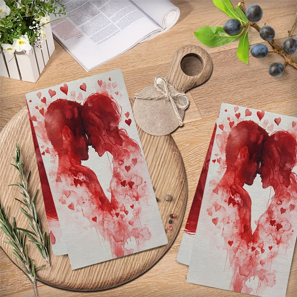 2 ta Ultra-Mumtoz Oshxona Sochiqlari, 14 Fevral va Sevgi Mavzulari uchun Ideal. Ushbu Yuqori Singdiruvchi Idish va Qo'l Sochiqlari Bayramni Bezaklash uchun Ajoyib, Oson Yuviladigan va 40.64X60.96 sm o'lchamda.