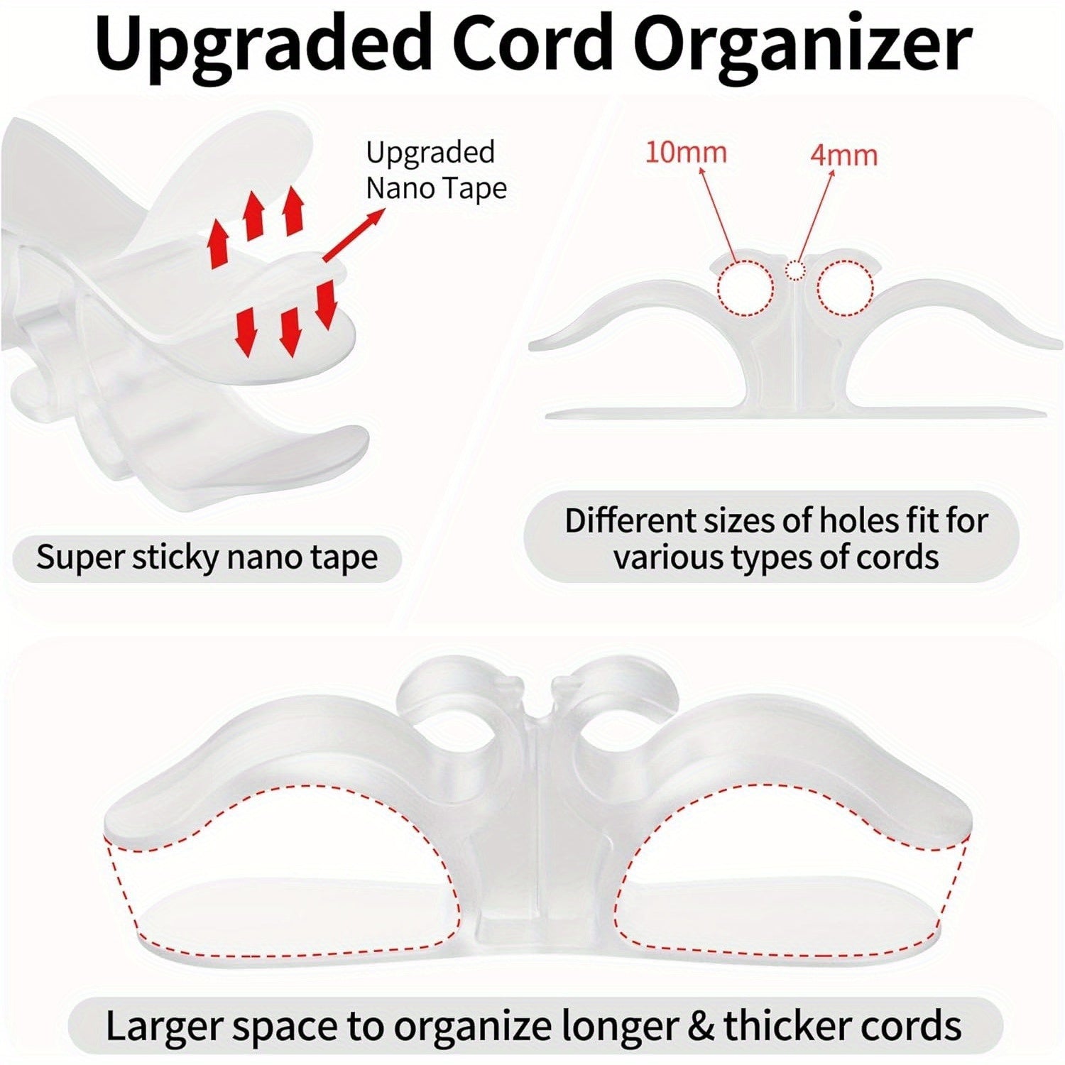 6 ta Shaffof Kabelni Boshqarish Lentalari - O'rnatiladigan Oshxona Qurilmalari Kabel Tashkilotchilari - Mikserlar, Bosim Pishirgichlar, Blenderlar, Qahva Pishirgichlar va Boshqalar uchun Mustahkam Kabel Ushtiruvchilar - Isiga va Koroziya Qarshi