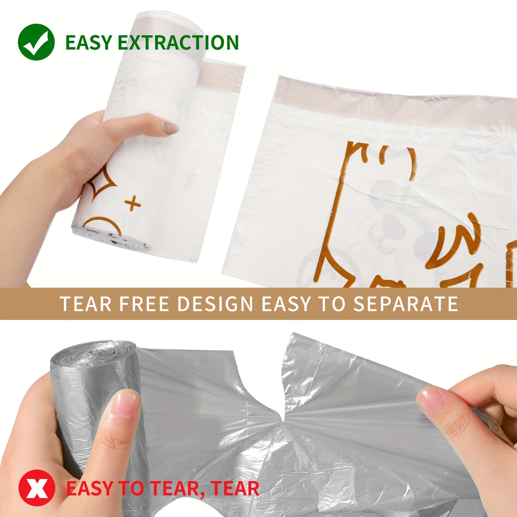 Mustahkam 13-gallonli tortma ipli axlat qoplari - yirtilishga chidamli, o'z-o'zidan muhrlanadigan yuqori qismi, turli xonalar va ochiq joylar uchun keng plastik chiqindi qoplari - uy uchun qulay tozalash yechimi