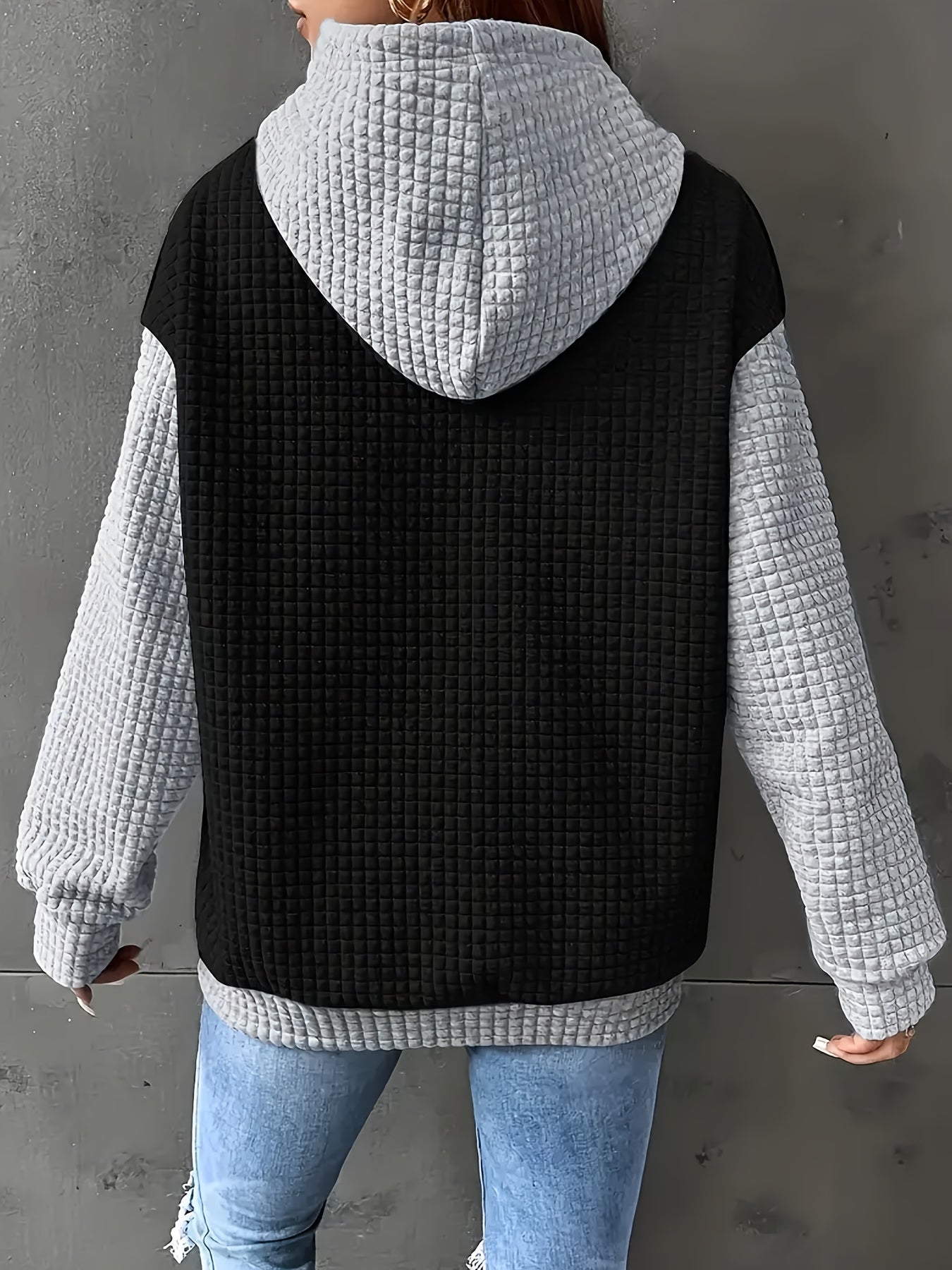 Women's Waffle Hoodie Sweatshirt Large Warm Spring Machine Washable