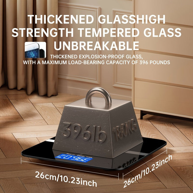 Цифровые напольные весы для ванной 396 фунтов с LED-подсветкой, закаленное стекло, электронные весы для домашнего фитнеса