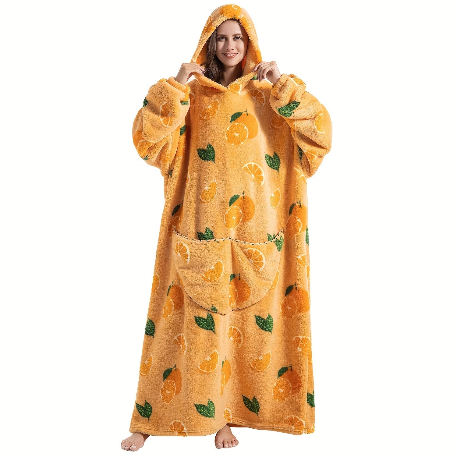 Manta con capucha de felpa para adultos, de tamaño extra grande, con mangas, ropa cálida y cómoda para llevar