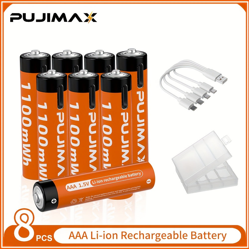 Rechargeable Lithium AA and AAA Batteries with Type-C Charging Port 3400mWh and 1100mWh