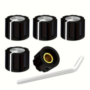 5 Pack Black Rotary Knobs for 6.35mm Shaft Potentiometers with Set Screw
