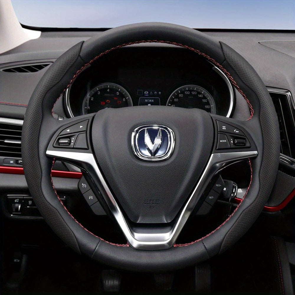 Universal Breathable Faux Leather Steering Wheel Cover with Quick-Release Design