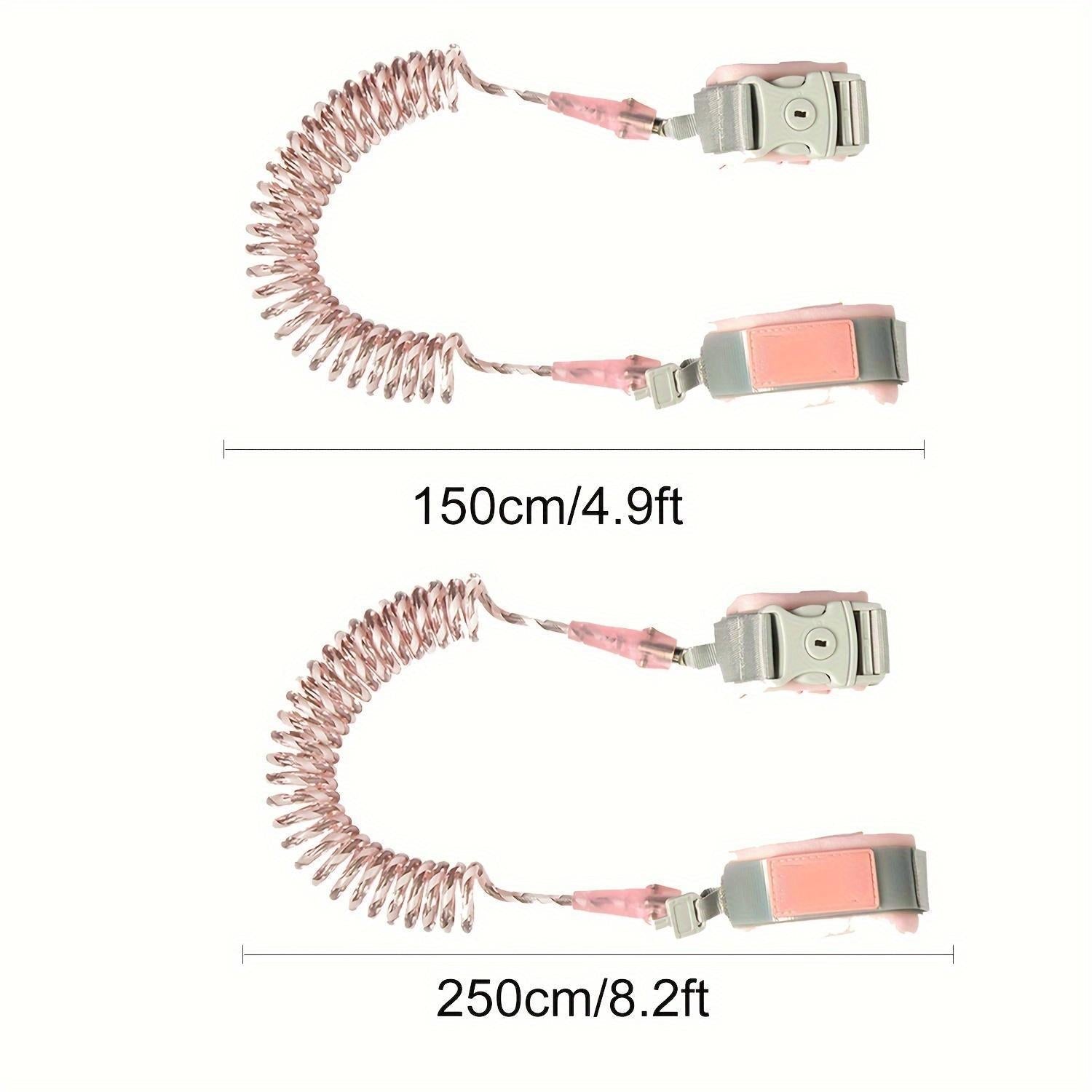 Kids Safety Wristband Reflective Anti-Lost Wrist Link with Key Lock and Whistle Pink