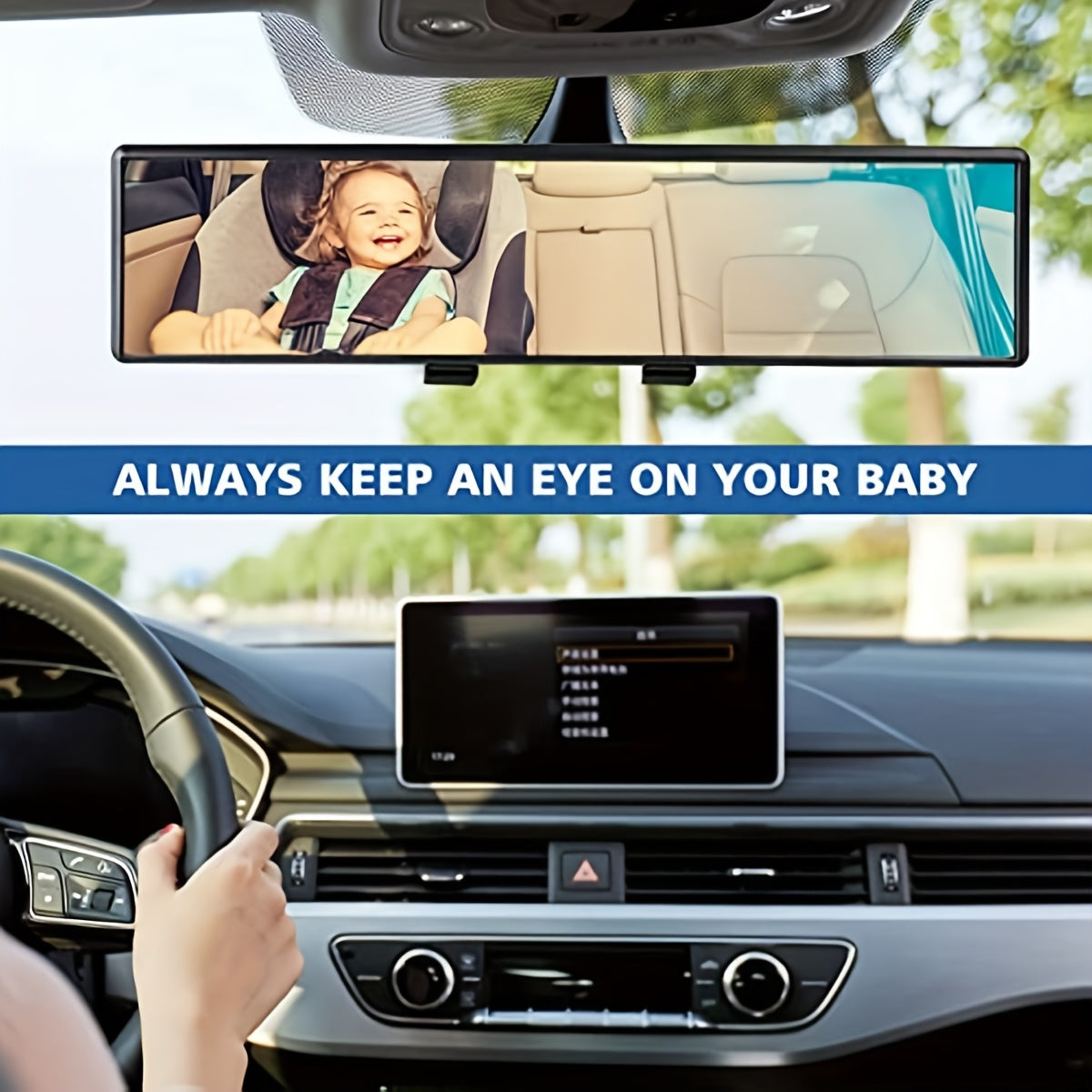 Auto Rear View Mirror Convex Wide Angle Blind Spot Reducing Durable Glass