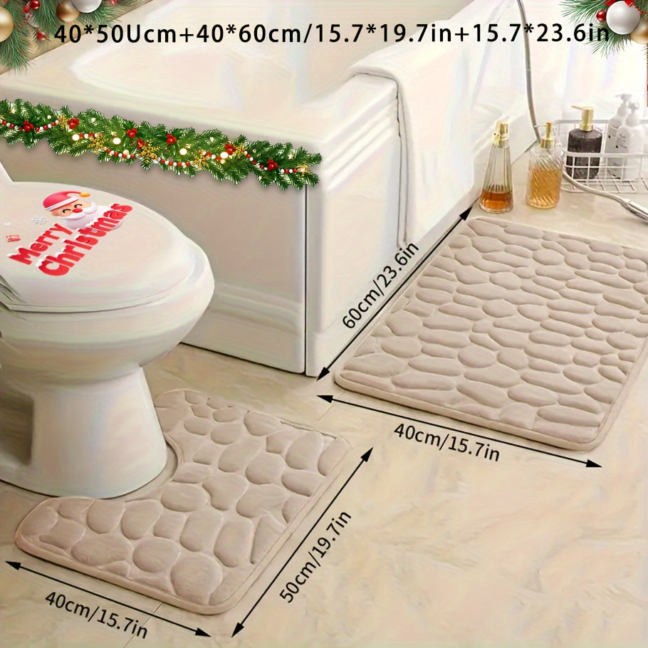 Memory Foam Bathroom Rug Set with Non-Slip Backing and Absorbent Mat for Shower Bathtub and Laundry Room