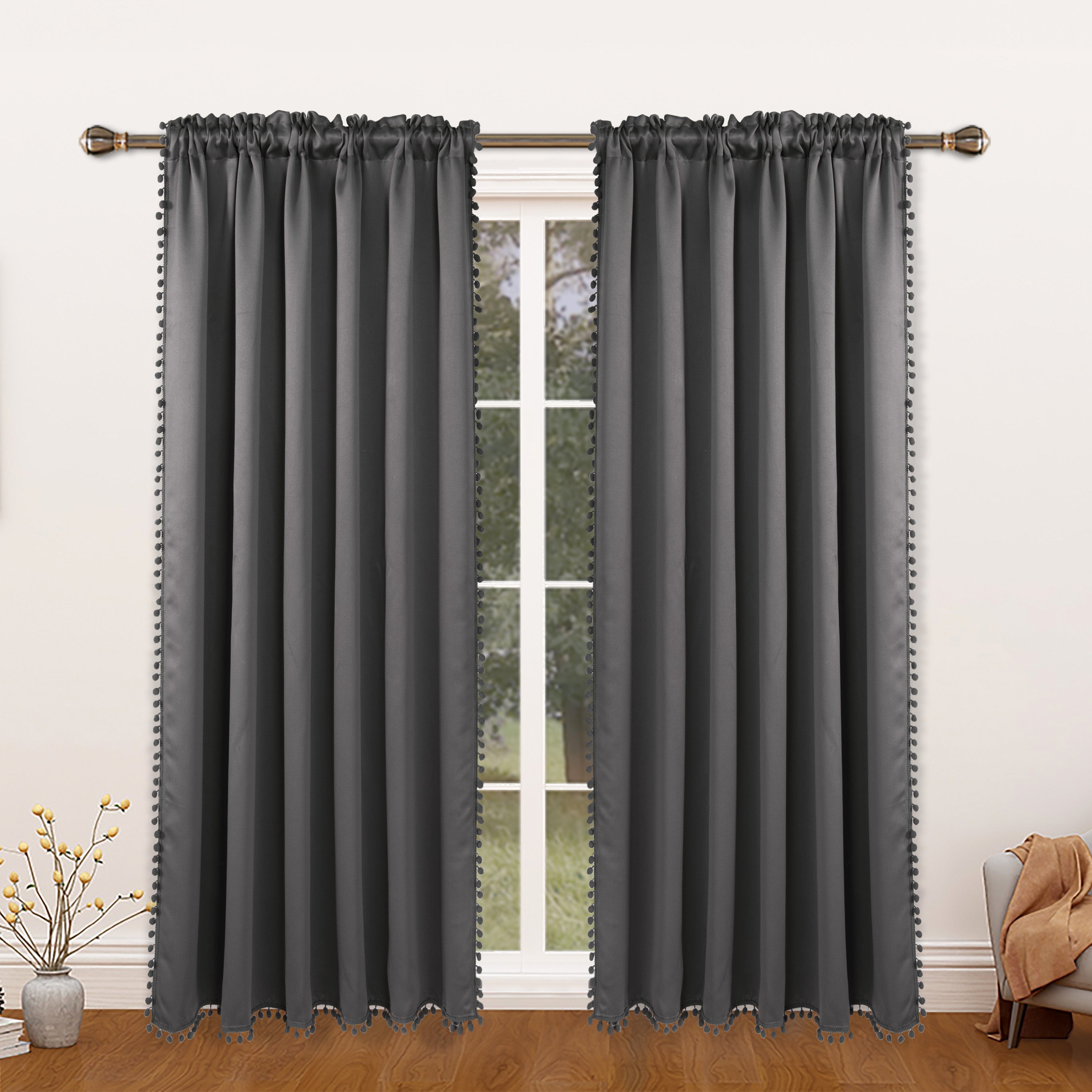 Thermal Insulated Blackout Curtain Panel for Living Room and Kitchen, Rod Pocket Design