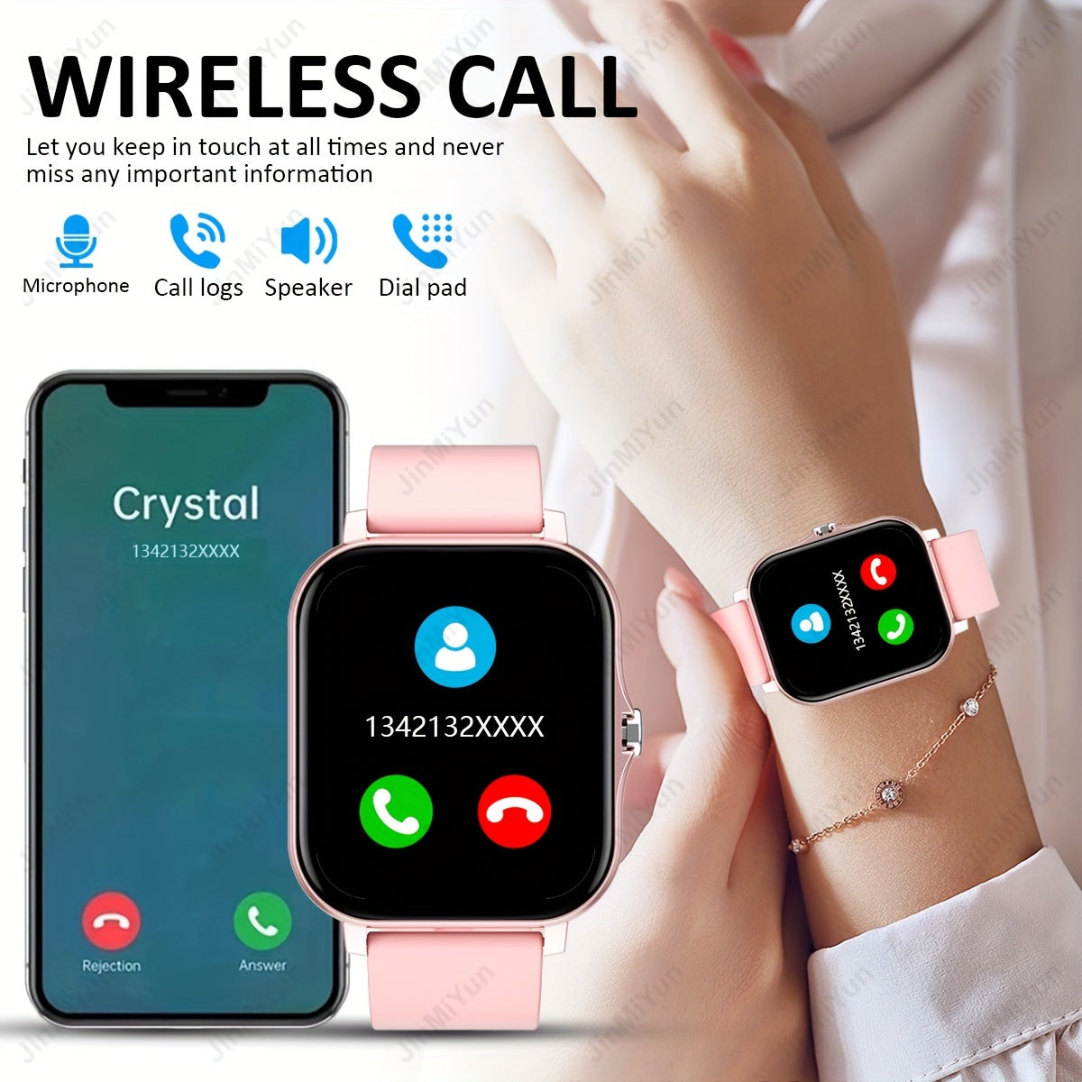 1.83-Inch Full Screen Touch Sports Smart Watch for Men and Women with Wireless Calling and Multiple Sports Modes