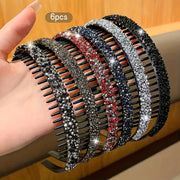 6-Piece Rhinestone Headbands for Teens Non-Slip Resin Hair Accessories Casual All Seasons