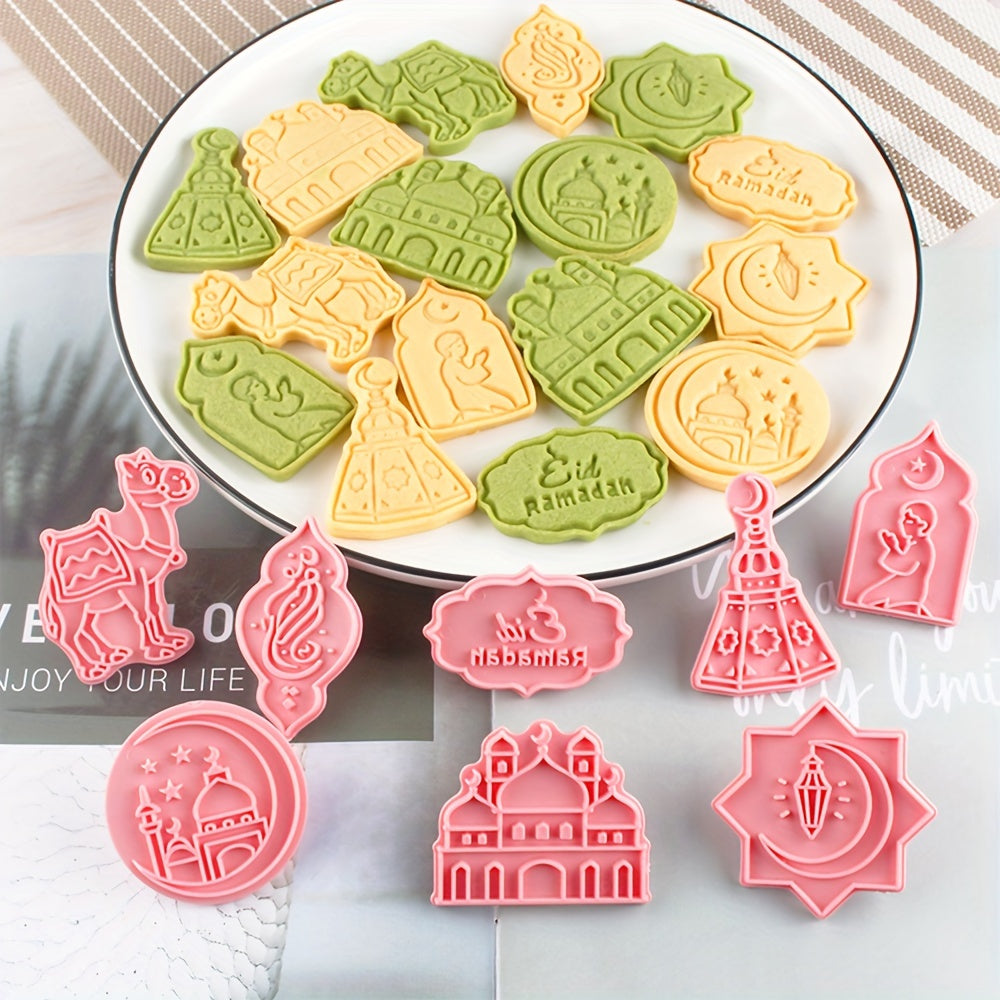 8-Piece Cookie Stamp Set with 3D Islamic Symbols for Eid and Thanksgiving