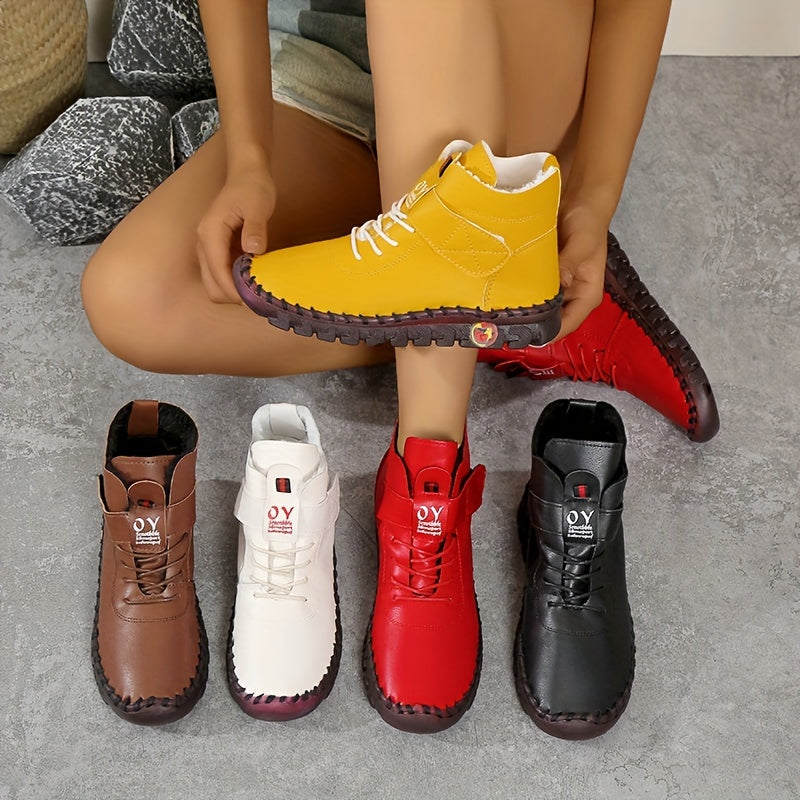 Women's Ankle Booties Slip-On Round Toe Flat Heel All-Season Boots