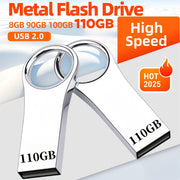 Metal USB Flash Drive 8GB to 110GB High-Speed USB 2.0 Keychain Storage for Photos Videos Files