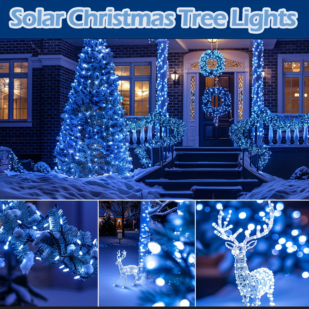 Adjustable Solar String Lights White and Blue LEDs for Christmas Weddings and Room Decor