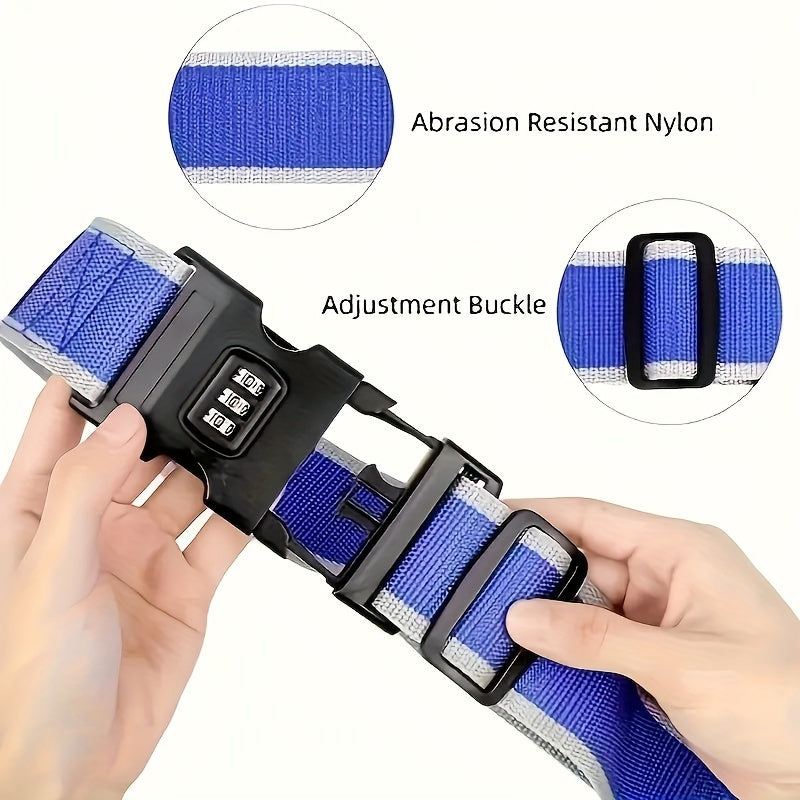 Nylon Luggage Strap with Combination Lock, Adjustable Travel Suitcase Belt, Pack of 1