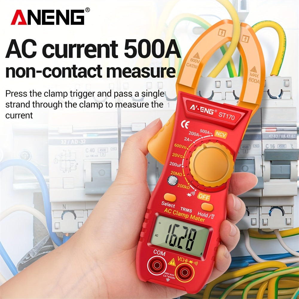 Pinza digital amperimétrica 500A Voltaje AC/DC Resistencia Capacitancia Prueba sin contacto
