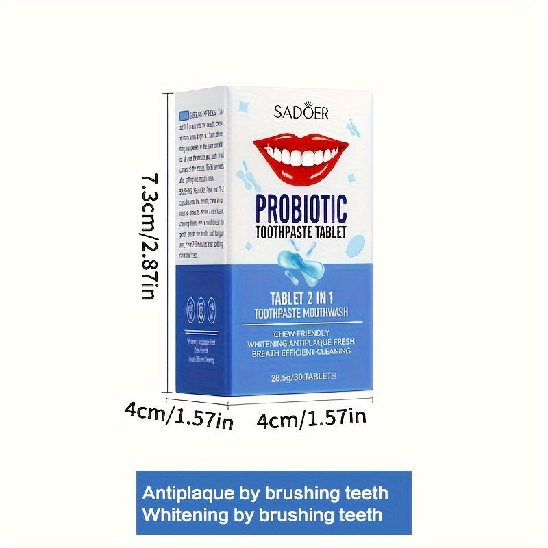 Probiotic Toothpaste Tablets 28.5G Deep Clean Fresh Breath Antiplaque Whitening Pack of 30