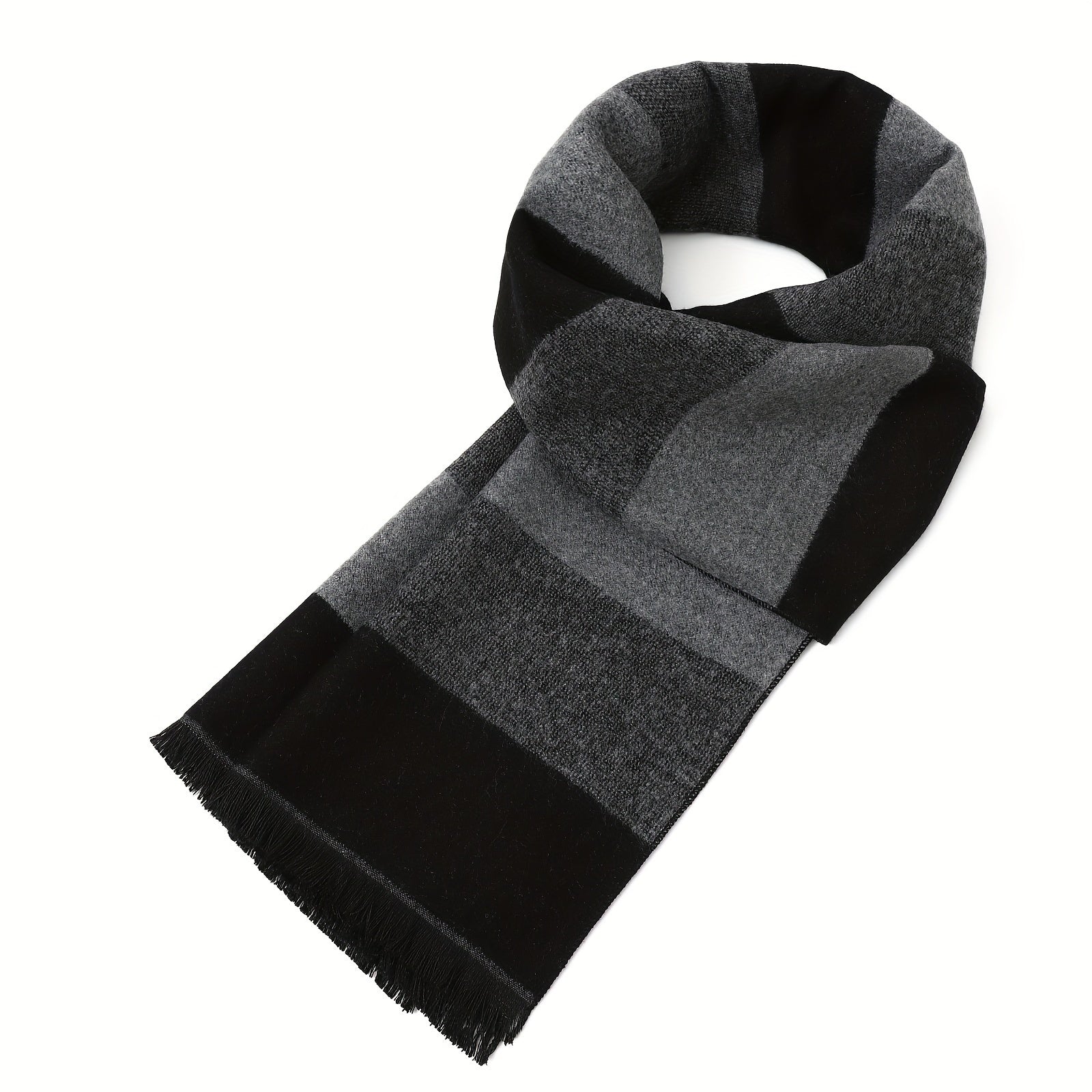 Men's Faux Cashmere Scarf Plaid Print Windproof Warm Fall Winter Accessories