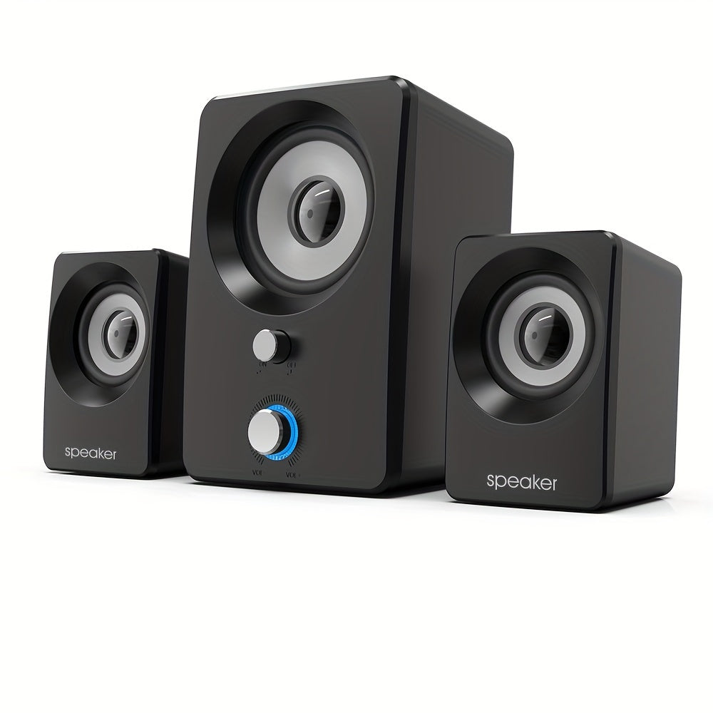 2.1 Stereo Computer Speakers Wireless Wired USB Power Black for Music Movies Gaming