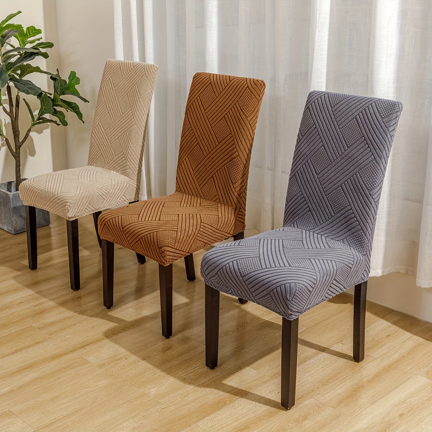 4/6 Piece Stretch Chair Slipcovers for Dining and Living Room Furniture Protection