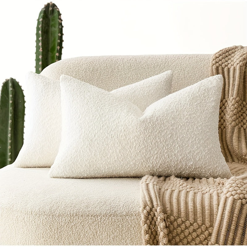 Beige Imitation Lamb Fleece Throw Pillow Covers for Sofa Bed Living Room