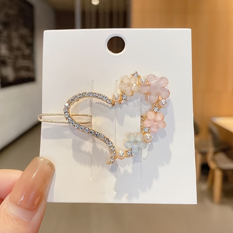 Set de horquillas con flores coreanas para mujer, accesorios elegantes de aleación para el cabello para niñas