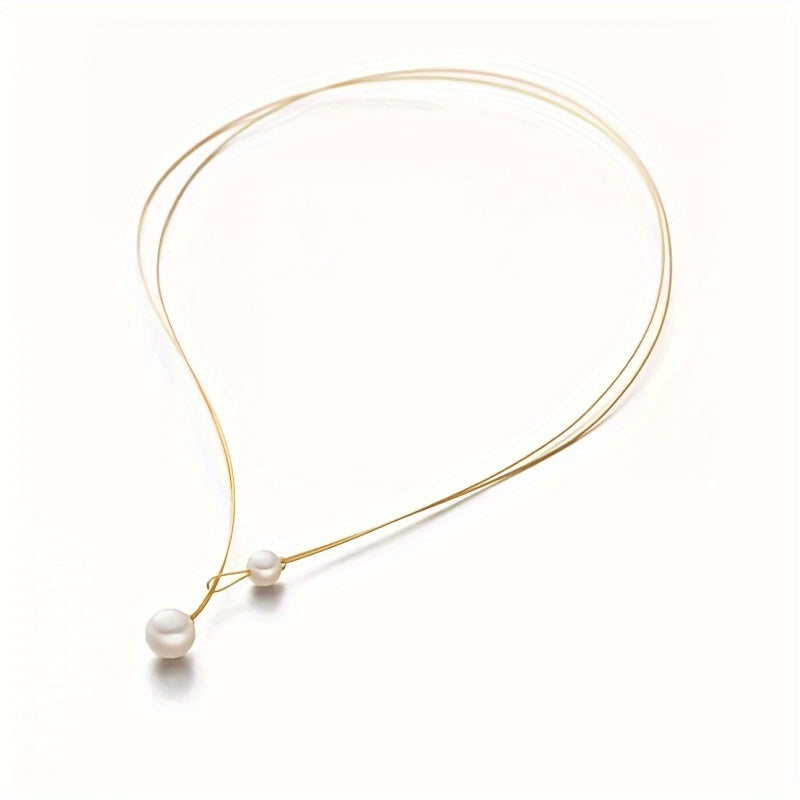 Gold-Plated Necklace with Freshwater Pearls for Daily Wear and Gifts