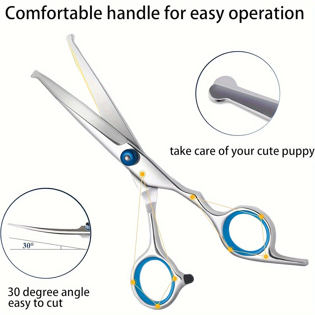 6-Piece Stainless Steel Pet Grooming Scissors Set for Dogs and Cats