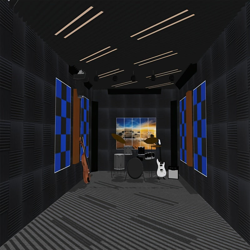 50 Pack Black Acoustic Foam Panels 30x30x2.5cm Soundproofing Noise Reduction for Recording Studio Home Theater