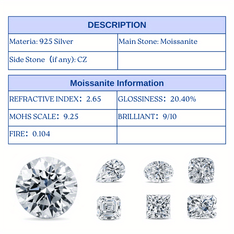 Ayollar uchun Vintage Preppy uslubidagi kumush Moissanite to'y uzugi, Ethic Diam dizayni bilan. 1 dona 2/4CT, 925 kumush halqa va CZ yon toshlar bilan. Har kuni kiyish va maxsus tadbirlar uchun ideal, bu uzuk Qaytish bayrami uchun mukammal sovg'a.