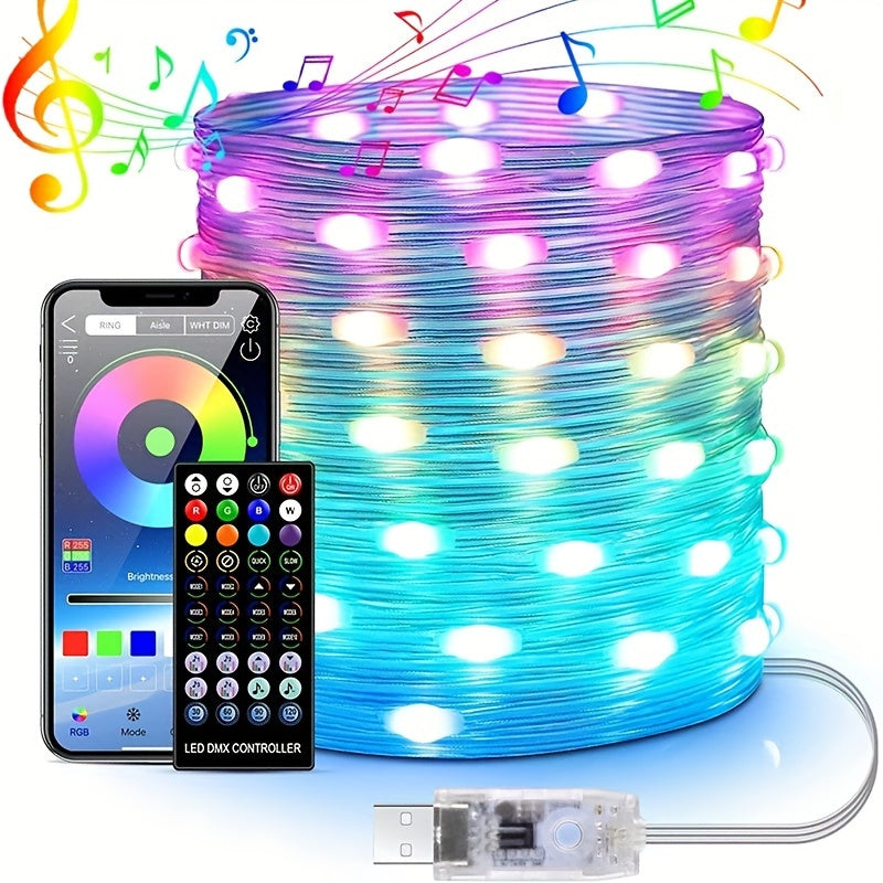 LED String Lights Color Changing Remote App USB Powered for Holidays and Weddings