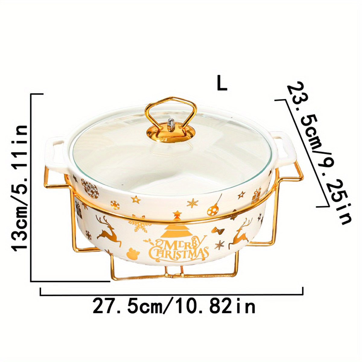 Christmas Ceramic Baking Plate and Insulated Pot Set for Baking and Cooking